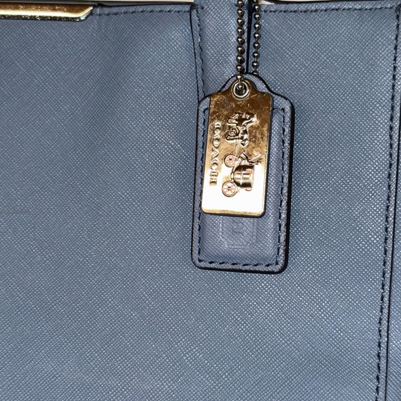 Coach Madison East West Blue Saffiano Leather Tote - Picture 3 of 15